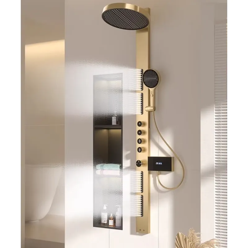 Spa & Wellness Jura Resort Centre De Loisirs Des Franches Montagnes - Brass Rainfall Shower Panel Set Digital